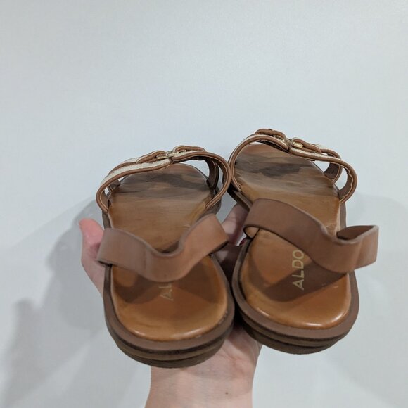 Aldo Fandra Sling Back Sandals Cream Tan Gold Size 7 - Picture 5 of 7
